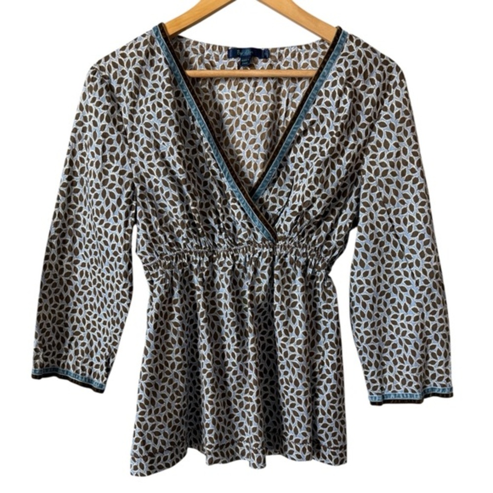 Boden Leaf Print‎ V-Neck Peplum Blouse Women’s Size 12 NWOT
